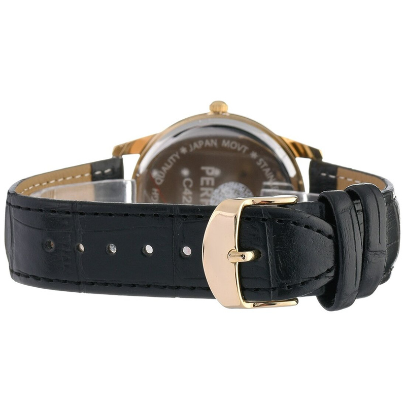 Men's watch quartz brown and gold classic leather strap C426