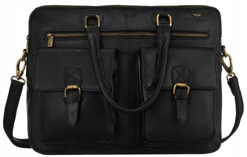 Leather laptop bag PETERSON PTN LAP-15602-NDM