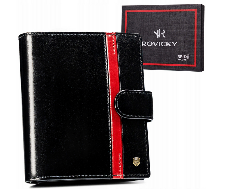 Portfel męski skórzany 22314L-RVTP BLACK+RED