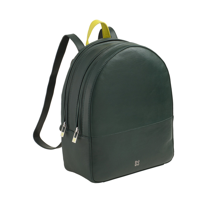 Small multi colored backpack for women Colorful Favignana by DUDU in nappa leather with double zip holder. Rucksuck that combines casual look and contemporary style.