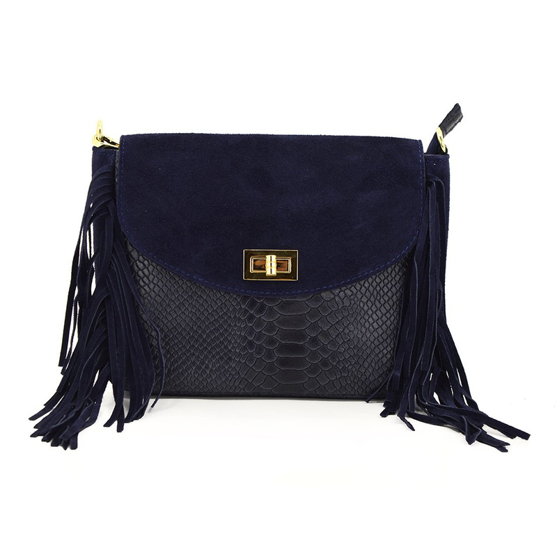 Suede with fringes women's leather messenger bag