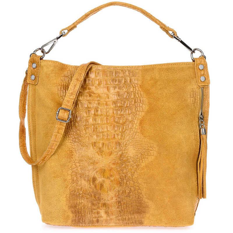 Mustard suede leather shopper bag W10