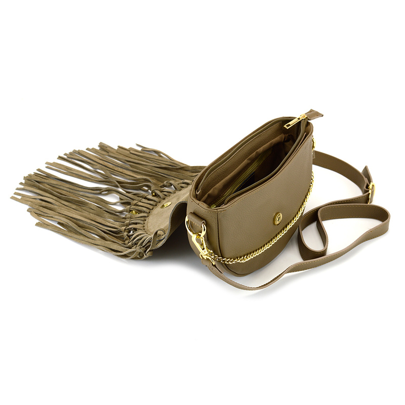 Vera Pelle leather crossbody bag with tassels