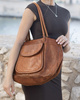 Leather women's shopper with shoulder organizer