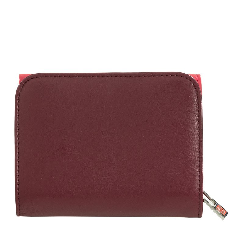 New arrival in Colorful DUDU collection. Small womens RFID trifold wallets made in soft genuine multicolor Nappa calfskin leather with external zip coin purse