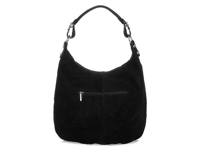 BLACK VERA PELLE SUEDE HANDBAG A4 LEATHER BAG K51