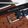 Beltimore leather men's belt navy blue wide E02 : Colors - navy blue, Strap size - r.120-135 cm