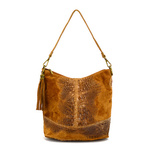 Spacious, stylish women's messenger bag in crocodile leather