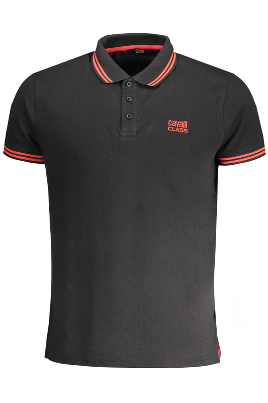 CAVALLI CLASS HERREN-KURZÄRMELIGES POLOSHIRT SCHWARZ