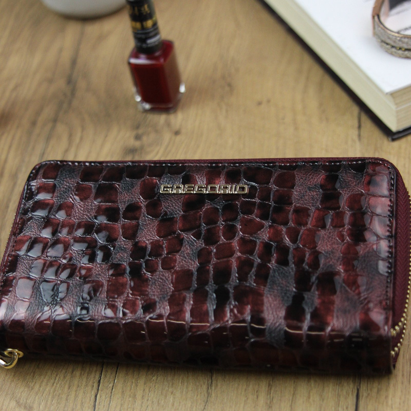 Stylish Large Women's Wallet Crocodile Leather Pattern