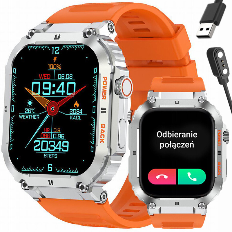 SMARTWATCH MĘSKI Gravity GT6-4 - WYKONYWANIE POŁĄCZEŃ, MONITOR SNU (sg020d)