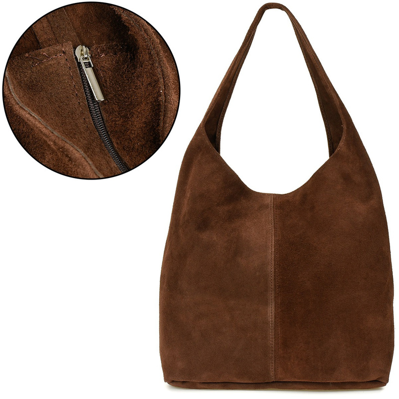 Italienische Handtasche Tasche Leder Wildleder Natural Mustard U35