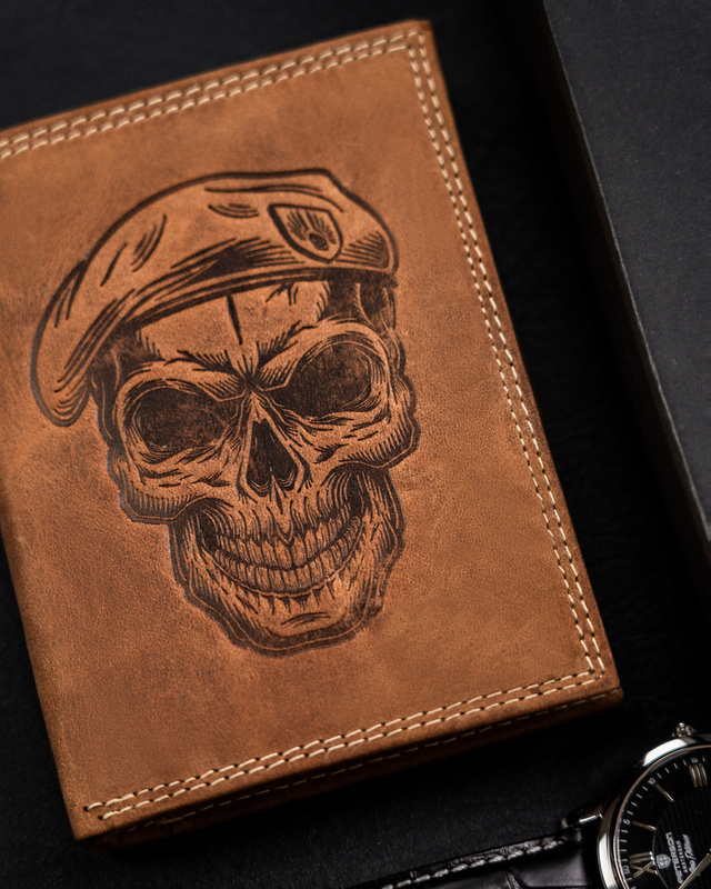 Men's genuine leather wallet Wild ANIMALS N4-CHM SKULL