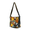 Women's colorful leather messenger bag with mosaic pattern