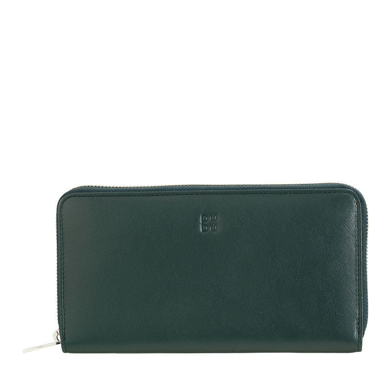 Zip around coloured soft leather woman's RFID wallet by DUDU, multi-compartment with credit card holder, new Dudubags collection