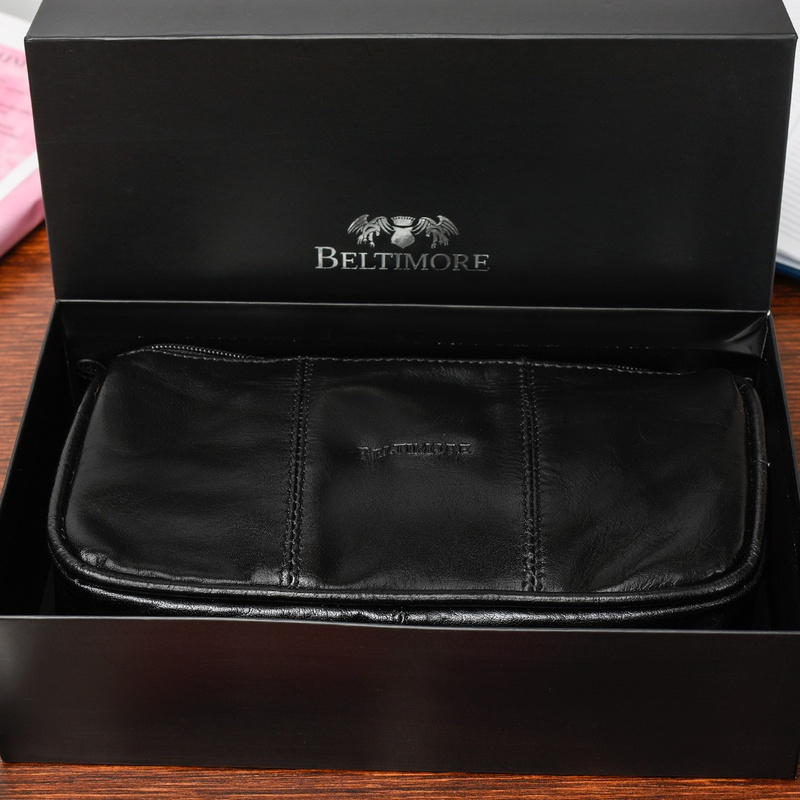 Beltimore Cosmetic Leather Black Pencil Case M79