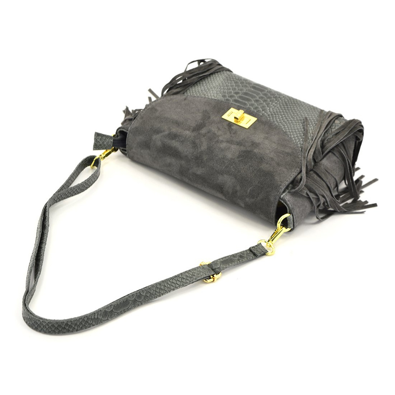 Suede with fringes women's leather messenger bag