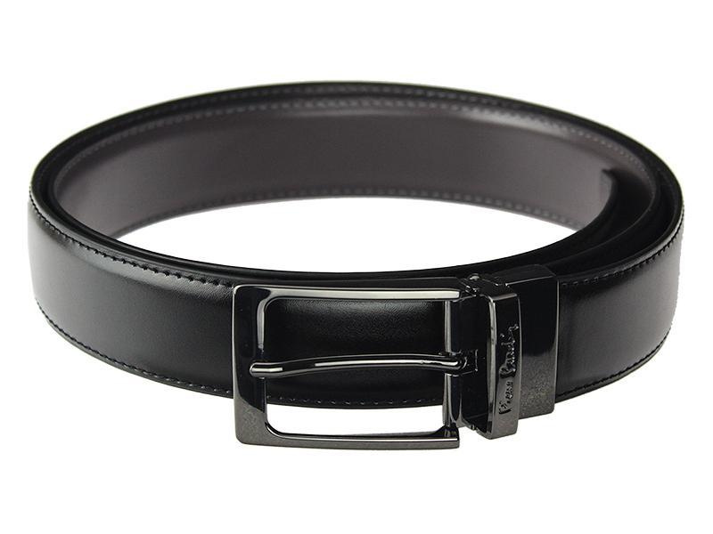 Men's genuine leather belt Pierre Cardin FWJX5 DOUBLE BLACK-BLUE