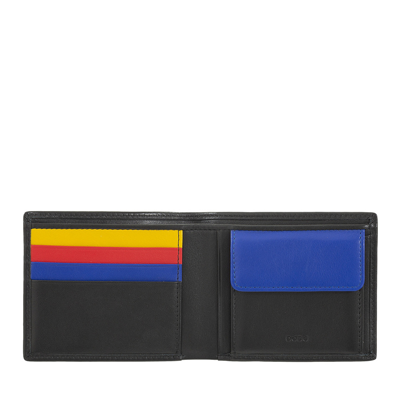 Slim RFID wallet Colorful Azzorre by DUDU made in genuine leather with coin pocket. Multicolour design from compact and fit shape.