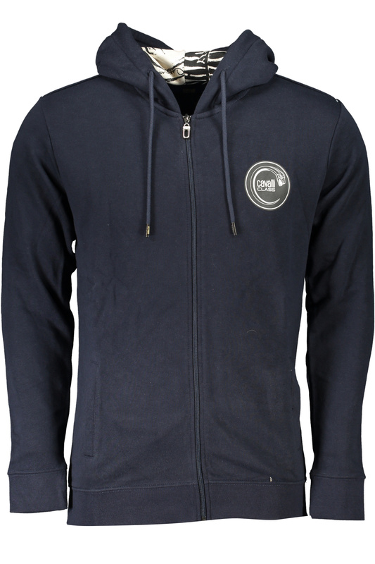 CAVALLI CLASS MEN&#39;S BLUE ZIP SWEATSHIRT