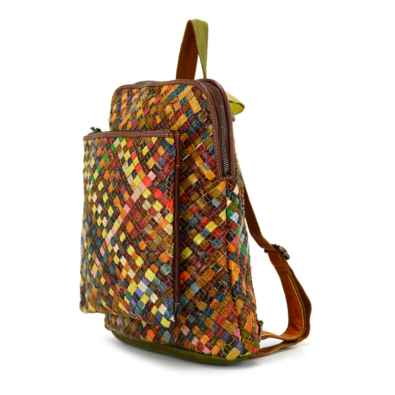 Women's designer colorful mosaic backpack