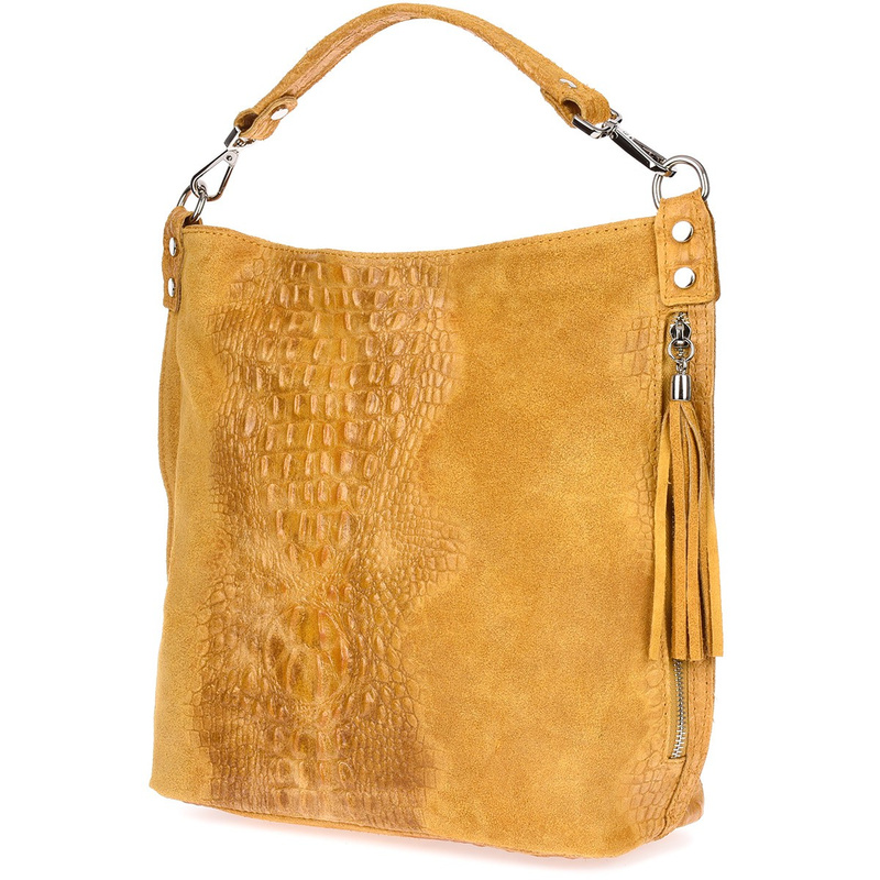 Mustard suede leather shopper bag W10