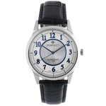 Men's watch quartz white and blue classic leather strap C402