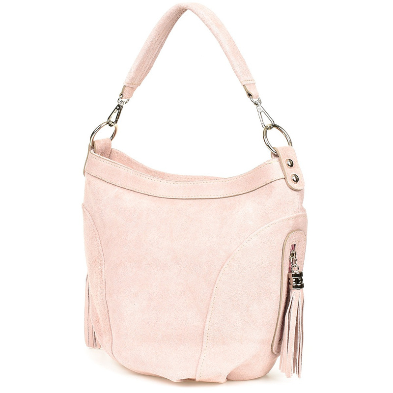 Powder pink Women's leather bag tassel A5 fashionable L81.