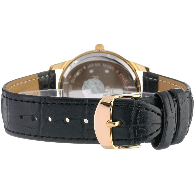 Men's watch quartz white and gold classic leather strap C402