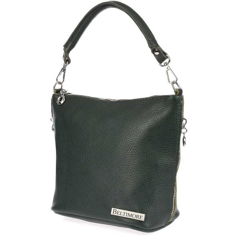 Dunkelgrün Damen Letterman Handtasche Italienisches Leder Beltimore T75