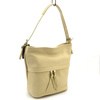 Leather women's shoulder shopper bag with fringes