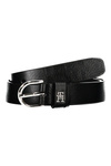 TOMMY HILFIGER WOMEN&#39;S BLACK LEATHER BELT