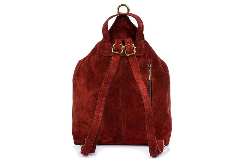 Maroon Italian Stylish Women's Leather Suede Backpack A4 W14.