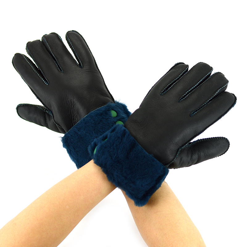 Five-finger leather insulated gloves