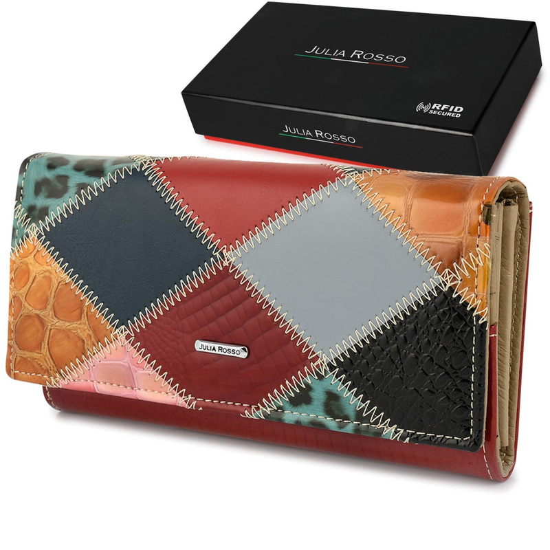 Julia Rososo patchwork boho leather wallet large box M94