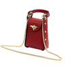 Small leather messenger bag with chain and rhinestones