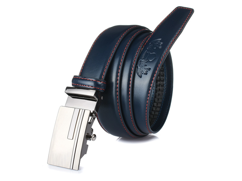 BELTIMORE men's navy blue leather belt A25 : Colors - navy blue, Strap size - r.95-110 cm