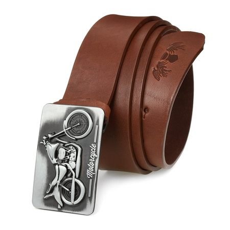 Baltimore leather men's brown wide motorbike belt W07 : Farben - braun, beige, Riemengröße - r.105-120 cm