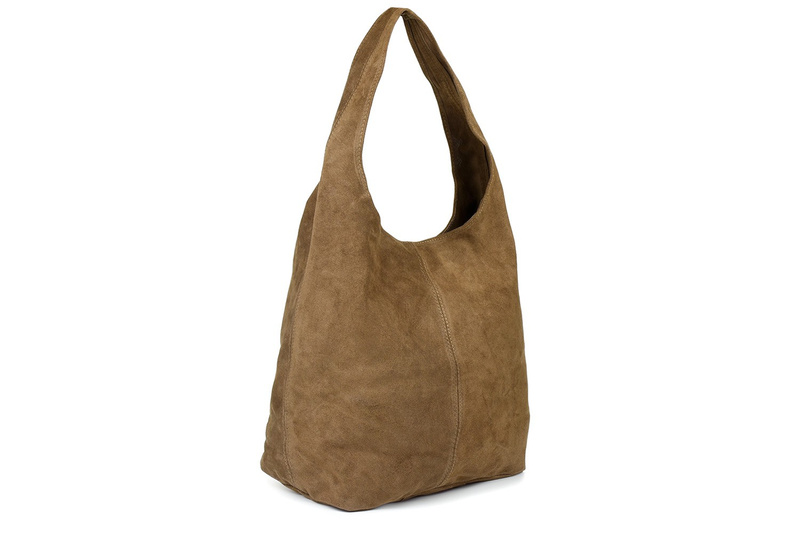 Italienische Handtasche Tasche Leder Wildleder Natural Mustard U35