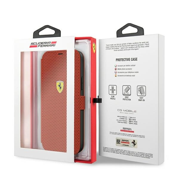 Ferrari FESPEFLBKP12LRE iPhone 12 Pro Max 6,7" czerwony/red book On Track Perforated