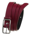 Narrow women's belt with a classic, metal buckle in silver color