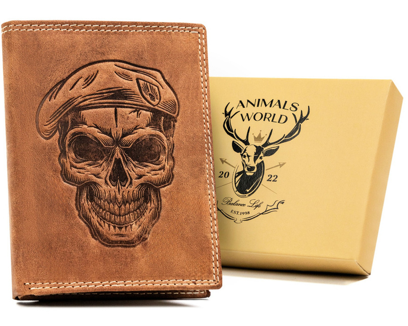 Men's genuine leather wallet Wild ANIMALS N4-CHM SKULL