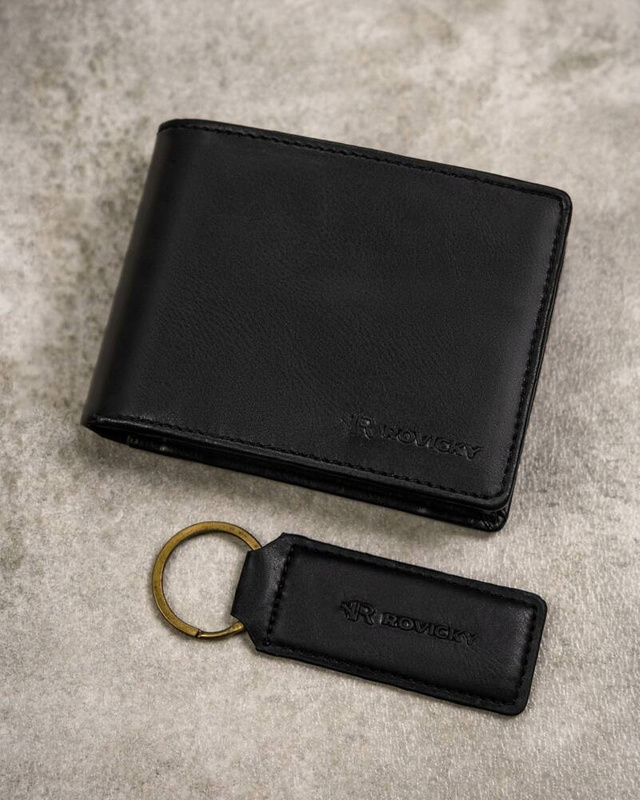 Leatherette wallet & key ring set ROVICKY R-SET-M-N003-PUN