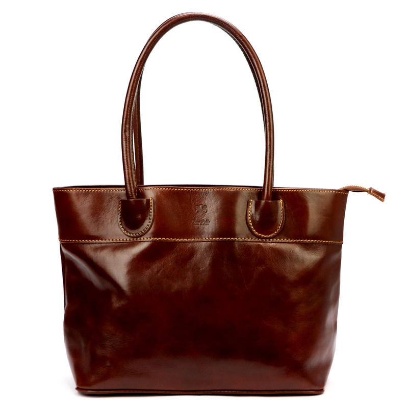 Leather large elegant women's shopper shoulder bag