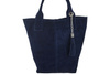 Shopper bag - torebka damska zamszowa - Granatowa 