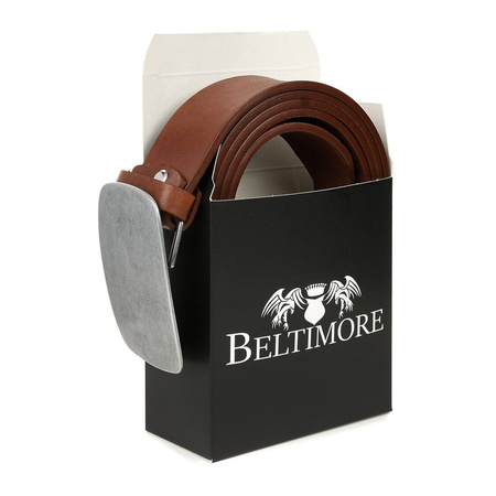 Beltimore leather men's cognac wide premium belt W38 : Colors - brown, beige, Strap size - r.120-135 cm