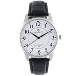 Men's watch quartz white and silver classic leather strap C426