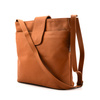 Women's leather messenger bag fastened over the shoulder