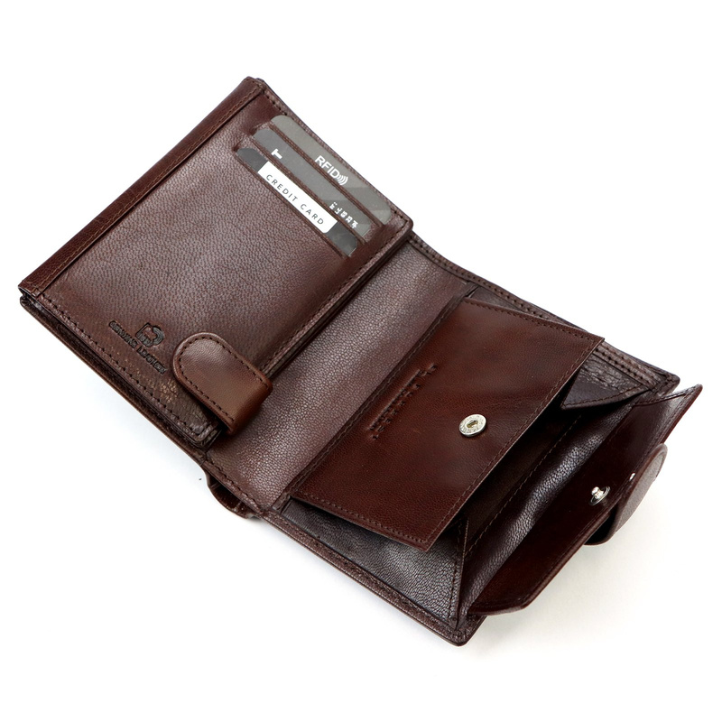 EL FORREST men's leather zip-up wallet with RFID