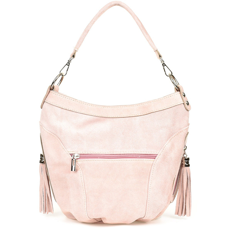 Powder pink Women's leather bag tassel A5 fashionable L81.